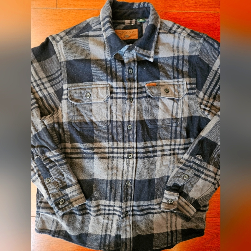 Orvis Black and Gray Casual Button Down Shirt